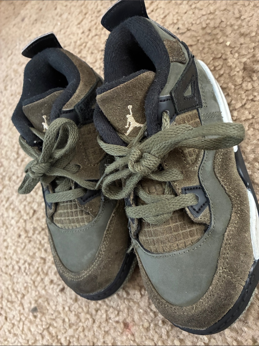 Size 10c Jordan Kids Olive Green Suede & Mesh Sneakers